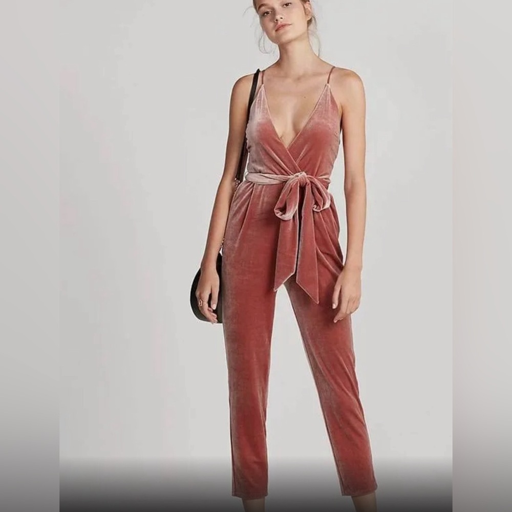 EXPRESS Pink Velvet Jumpsuit